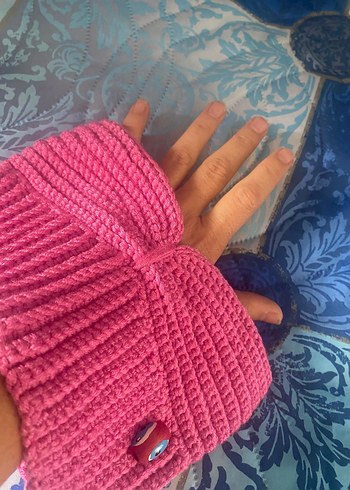 Pembe Örgü bebek Bere - Görsel 5