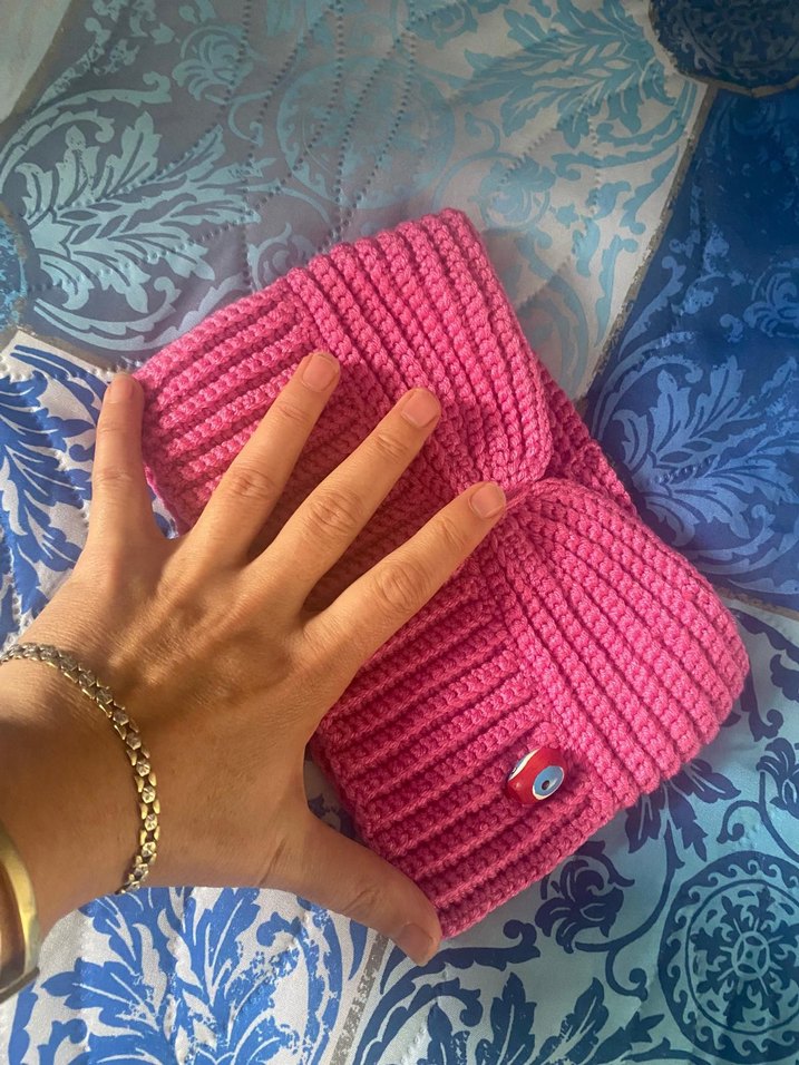 Pembe Örgü bebek Bere - Görsel 3