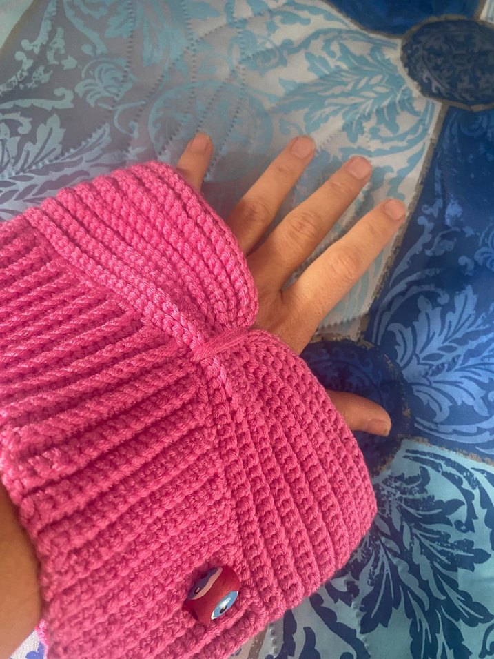 Pembe Örgü bebek Bere - Görsel 5