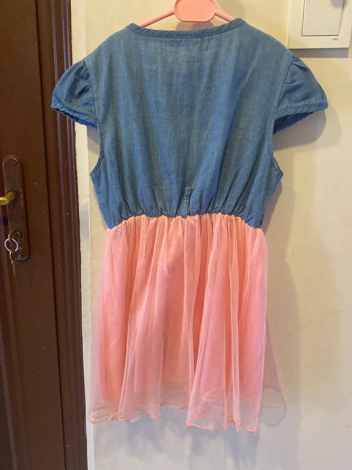 Dantel Detaylı Denim altı tül elbise - Görsel 3