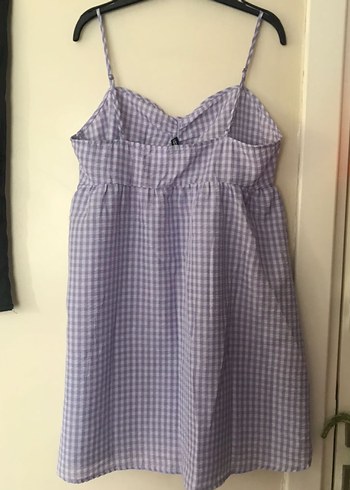 m Beden H&M Mor Kareli Midi Askılı Elbise