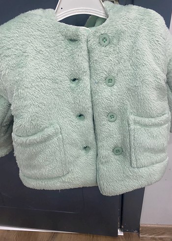 Düğmeli su yeşili Kız Çocuk mont kaban - Görsel 3