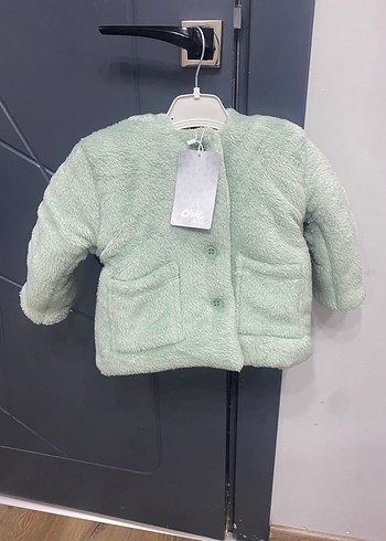Düğmeli su yeşili Kız Çocuk mont kaban - Görsel 7