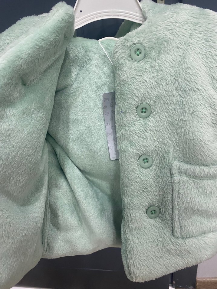 Düğmeli su yeşili Kız Çocuk mont kaban - Görsel 4