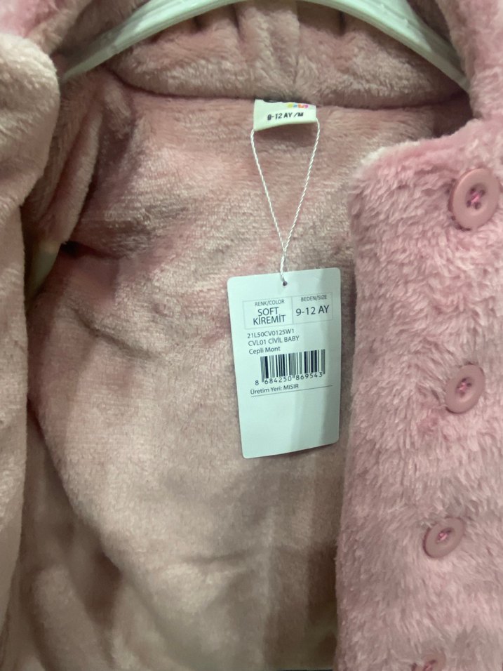 Civil Kız Çocuk Pembe Kürklü Mont - Görsel 5