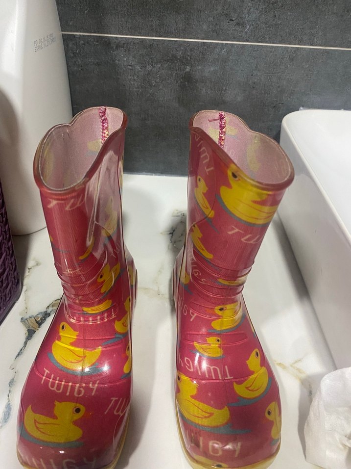 Kız Çocuk Pembe Lastik Çizme Sarı Ördek Desenli - Görsel 4