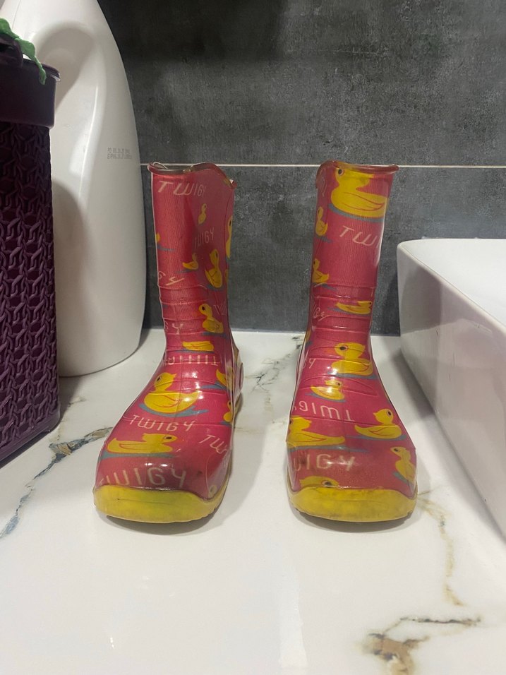 Kız Çocuk Pembe Lastik Çizme Sarı Ördek Desenli - Görsel 5