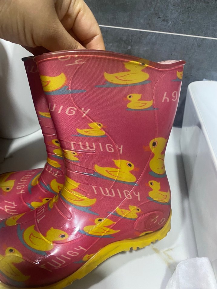 Kız Çocuk Pembe Lastik Çizme Sarı Ördek Desenli - Görsel 3