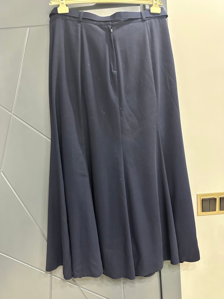 Düğmeli Lacivert Uzun Kadın Etek - Görsel 5