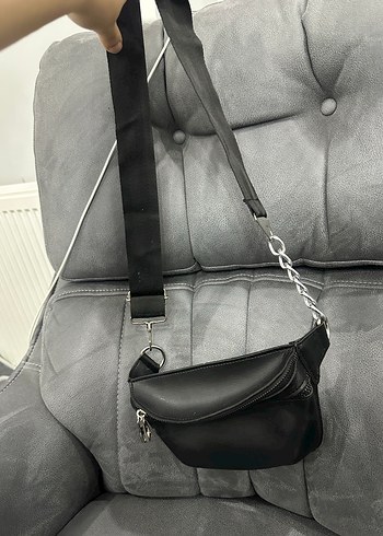 Siyah Deri Kadın Bel Çantası - Görsel 6