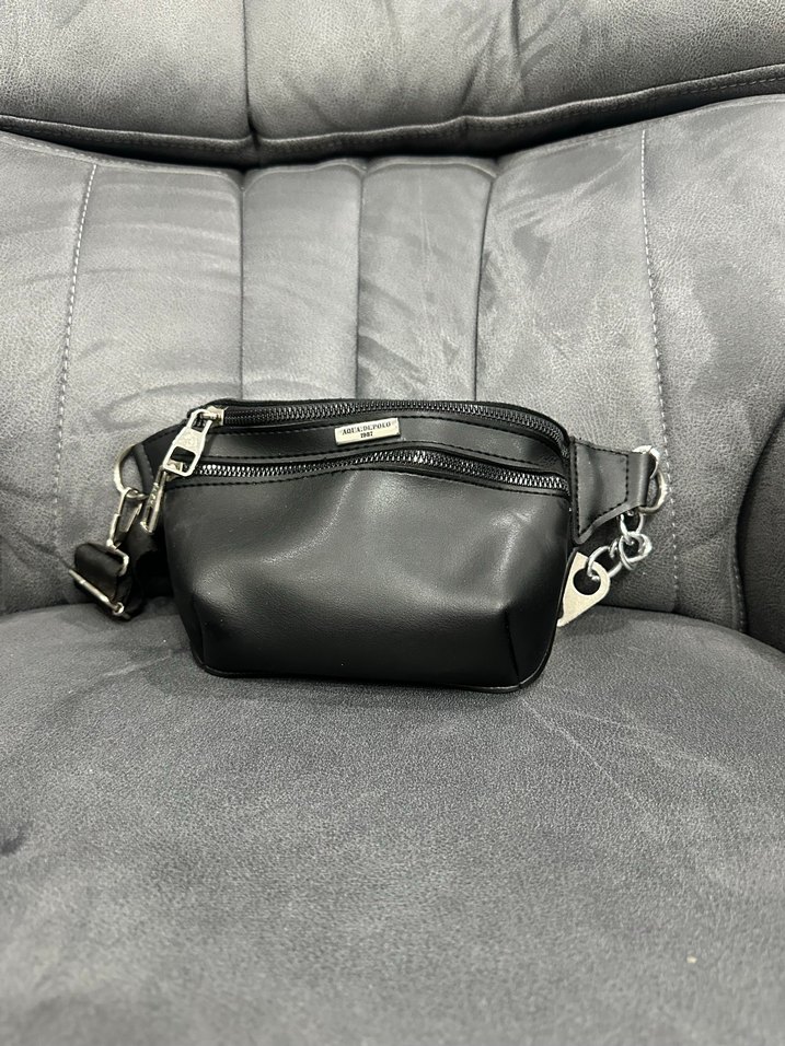 Siyah Deri Kadın Bel Çantası - Görsel 3