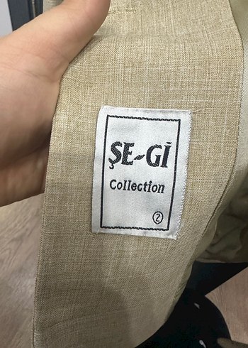 Bej Keten Kumaşlı Düğmeli Kadın Blazer Ceket - Görsel 7