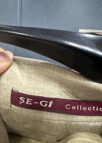 Bej Keten Kumaşlı Düğmeli Kadın Blazer Ceket - Görsel 5