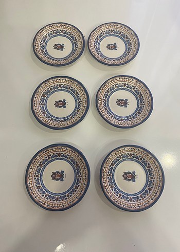 Beden Nakış Desenli Çok Renkli çay tabağı Seti