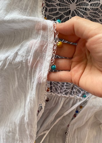 Pamuklu plaj deniz beyaz pareo elbise - Görsel 7