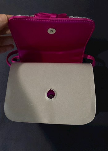 Orjinal Zara pembe taşlı saten çanta - Görsel 3