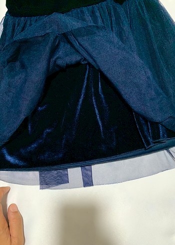 5 Yaş Beden mavi Renk 5-6 Yaş Kız Çocuk Lacivert Kadife Pilili Elbise