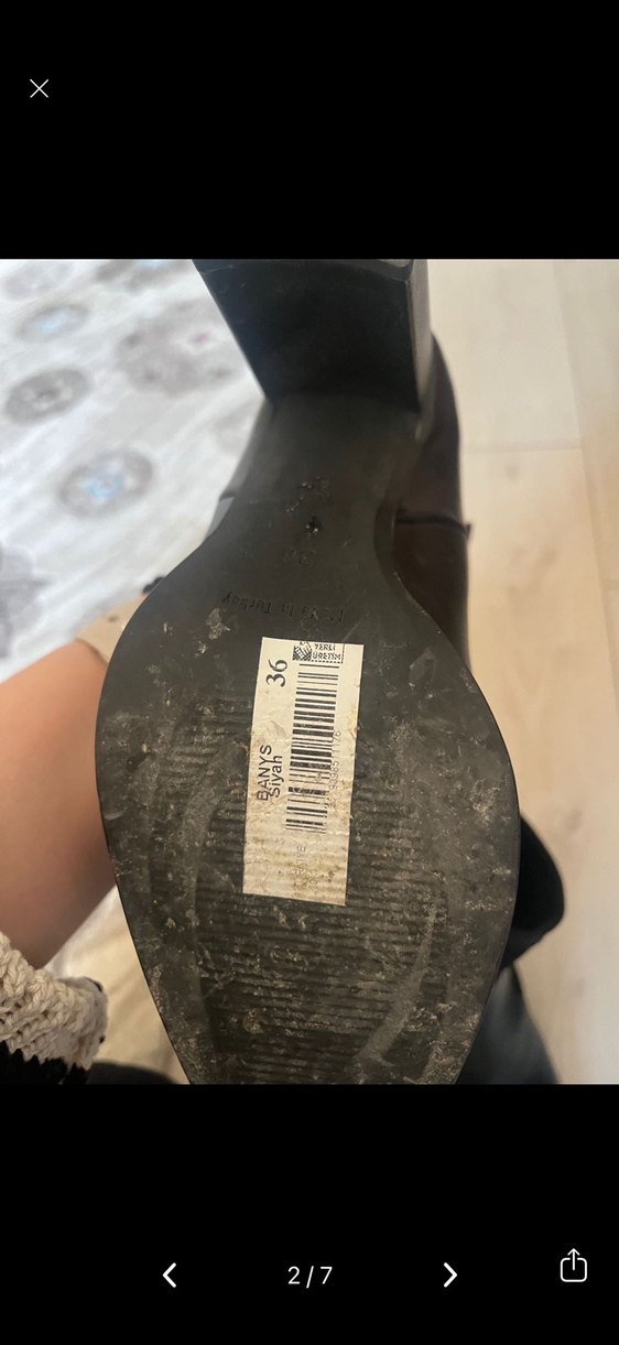 Siyah Deri Kadın Topuklu Bot elle - Görsel 2