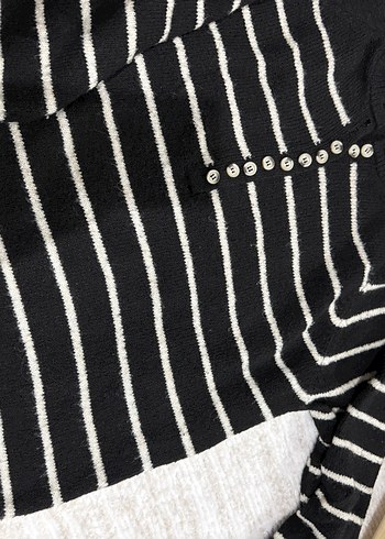 Çizgili Oversize Triko Kadın Kazak - Görsel 3