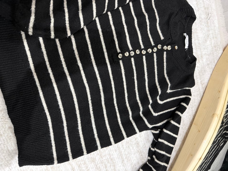 Çizgili Oversize Triko Kadın Kazak - Görsel 3