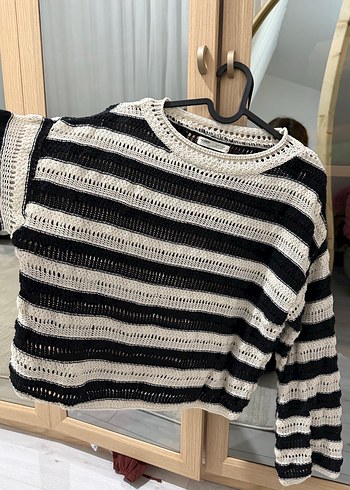 Çizgili Örgü Kadın Kazak pull&bear - Görsel 5