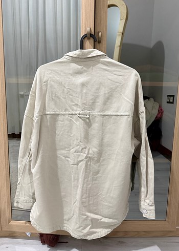 Bershka Gri Düğmeli Kadın jean ceket Gömlek - Görsel 6