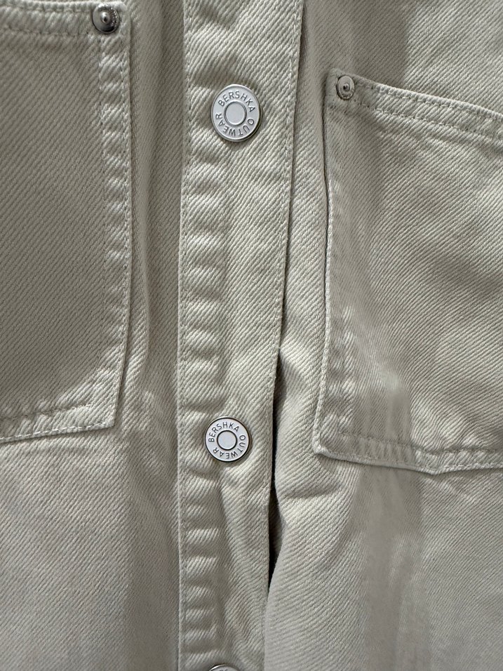 Bershka Gri Düğmeli Kadın jean ceket Gömlek - Görsel 2