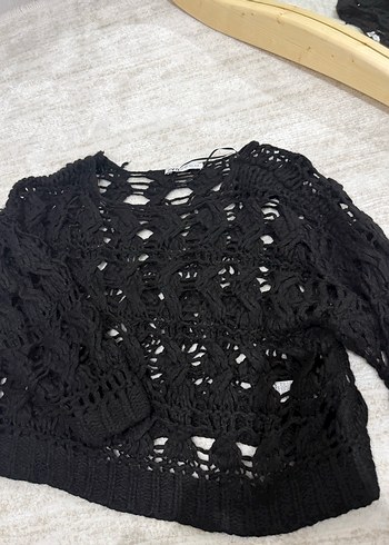 Zara örgü ajurlu triko kazak - Görsel 3