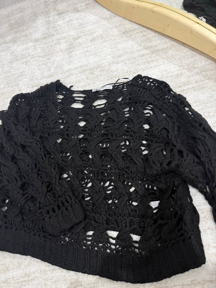 Zara örgü ajurlu triko kazak - Görsel 3