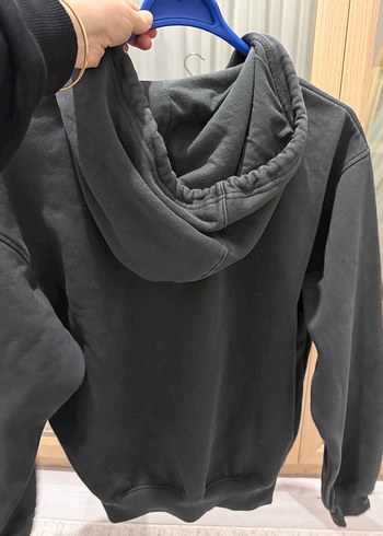 Gri Kapüşonlu Fermuarlı bershka sweatshirt - Görsel 3