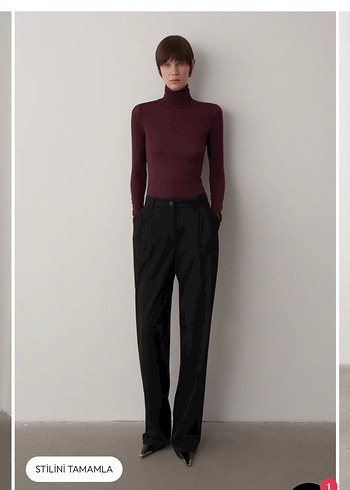 Kadın Siyah Keten Düz Kesim Pantolon mathilda - Görsel 2