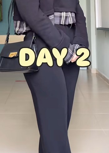 Kadın Siyah ekose detaylı zara sweatshirt - Görsel 2