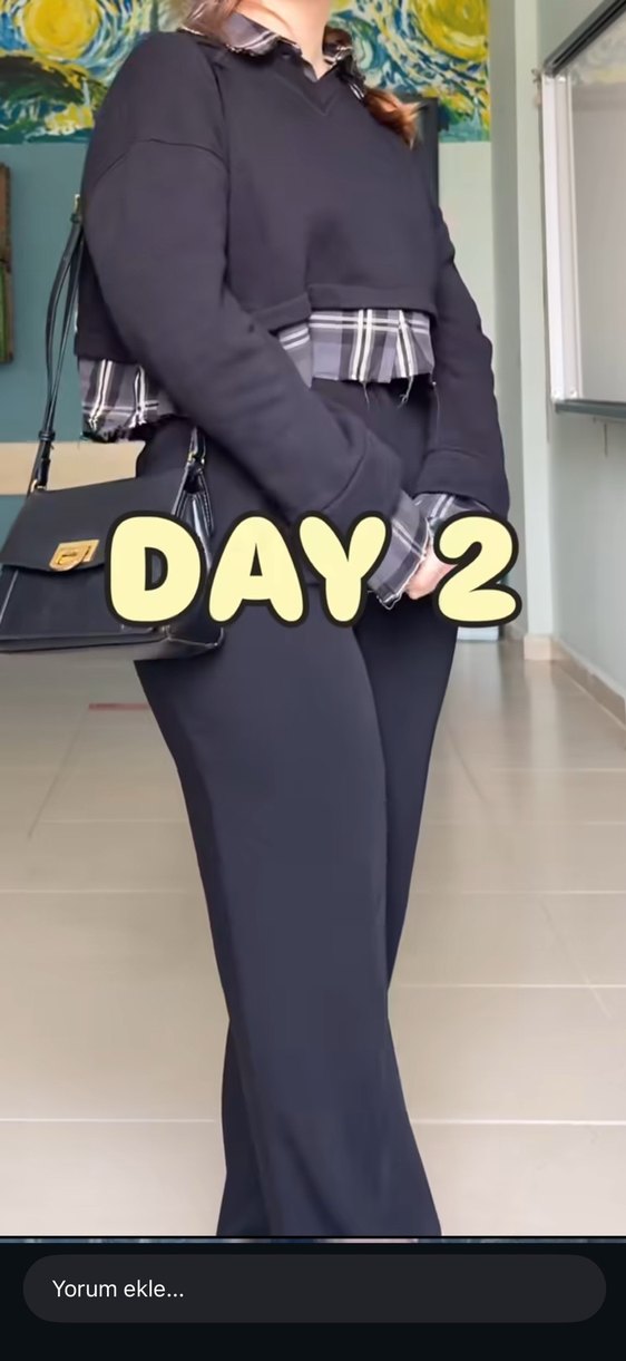 Kadın Siyah ekose detaylı zara sweatshirt - Görsel 2