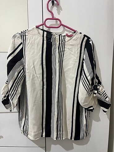 H&M çizgili yarım kol bluz