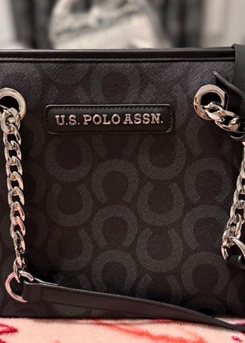 U.S Polo Assn. Zincir Detaylı Siyah Deri Kadın Çanta