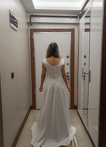 Diğer Sıfır derin yırtmaç detaylı nikah elbisesi