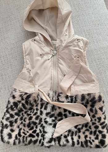 Leopar Desenli Kürklü Kız Yeleği - Görsel 4