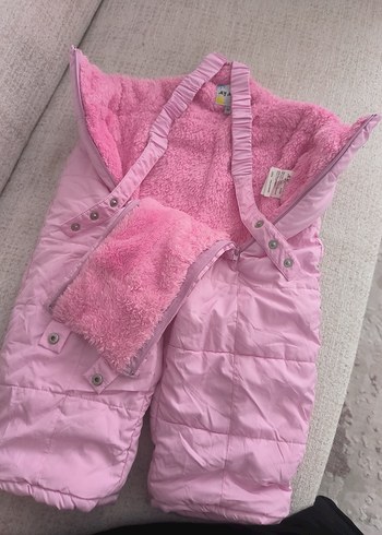 Pembe Kız Bebek Kayak Tulumu Fermuarlı - Görsel 3