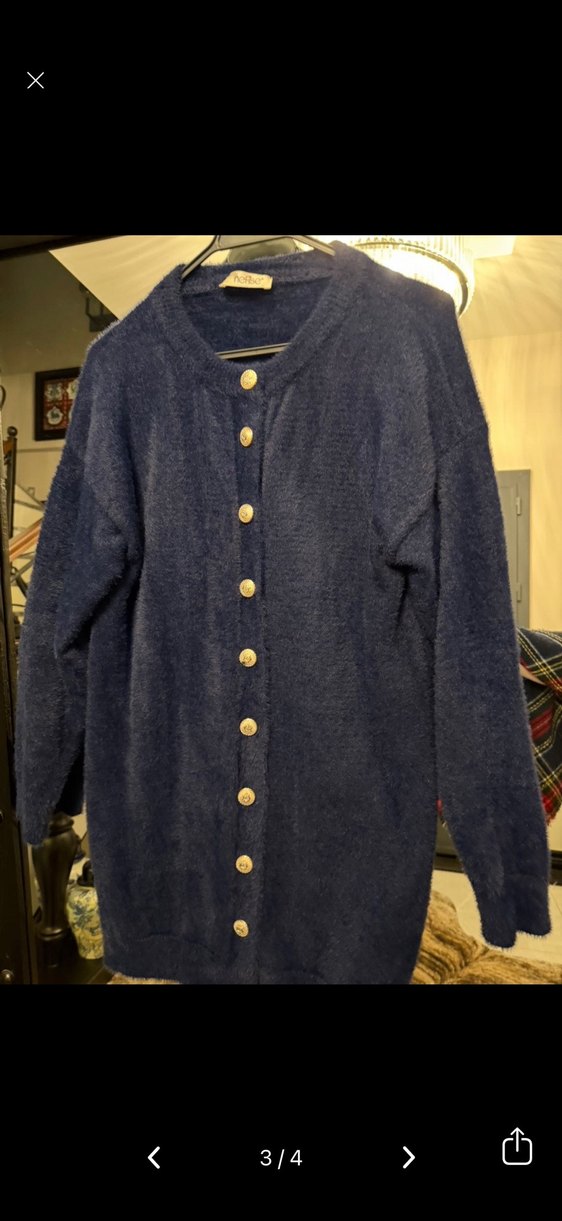 Düğmeli Lacivert Midi Kadın Hırka - Görsel 2