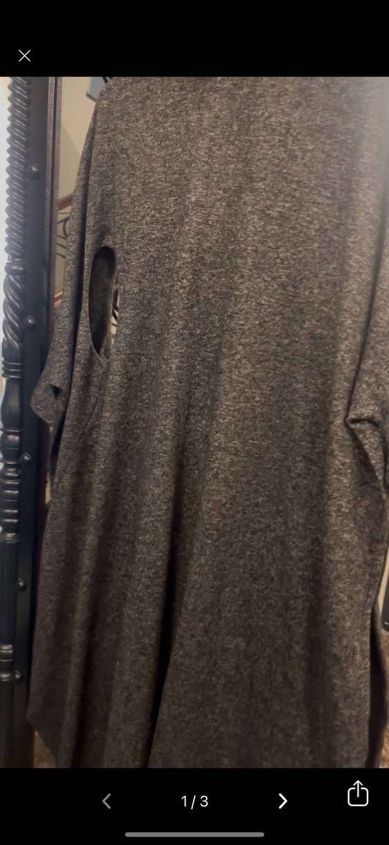 Gri Uzun Yün Elbise Yırtmaçlı - Görsel 2