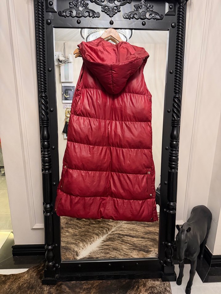 Kırmızı Uzun  Kadın Yelek - Görsel 3