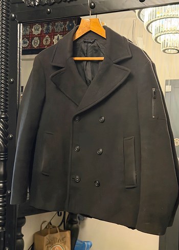 Siyah Midi Kadın Düğmeli Kaban - Görsel 2