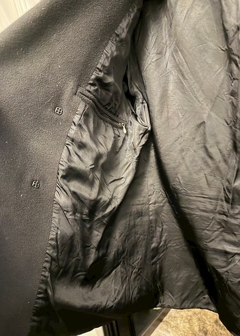 Siyah Midi Kadın Düğmeli Kaban - Görsel 5