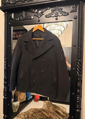 Siyah Midi Kadın Düğmeli Kaban - Görsel 3