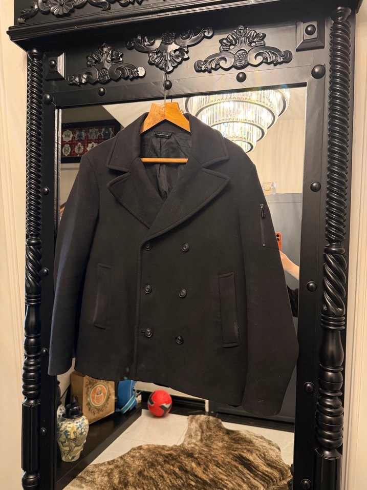 Siyah Midi Kadın Düğmeli Kaban - Görsel 3