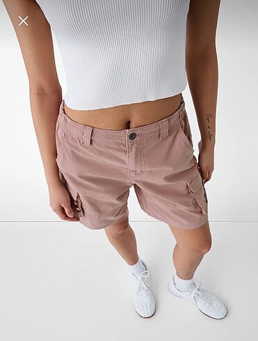 xs Beden pembe Renk Bershka Kargo şort