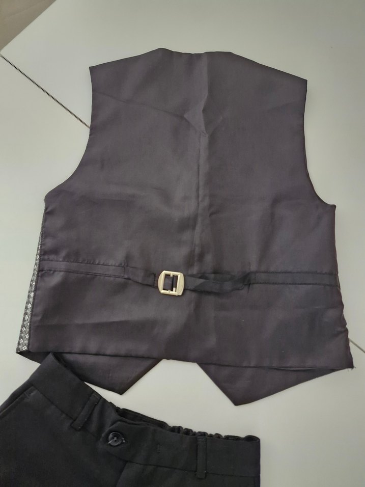 Gri Desenli Çocuk Yeleği ve pantolonu - Görsel 4