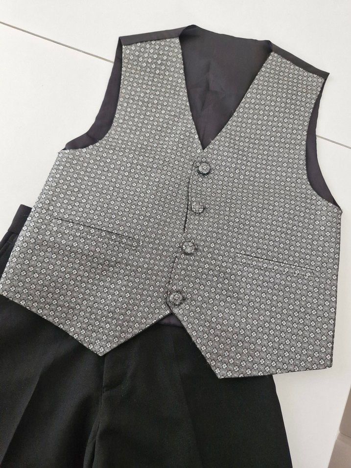Gri Desenli Çocuk Yeleği ve pantolonu - Görsel 3