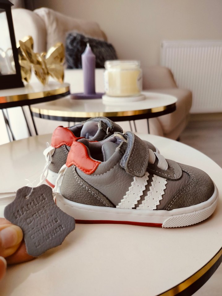 Hakiki Deri Erkek Bebek İlk Adım Ayakkabısı Velcro Ortopedik - Görsel 5