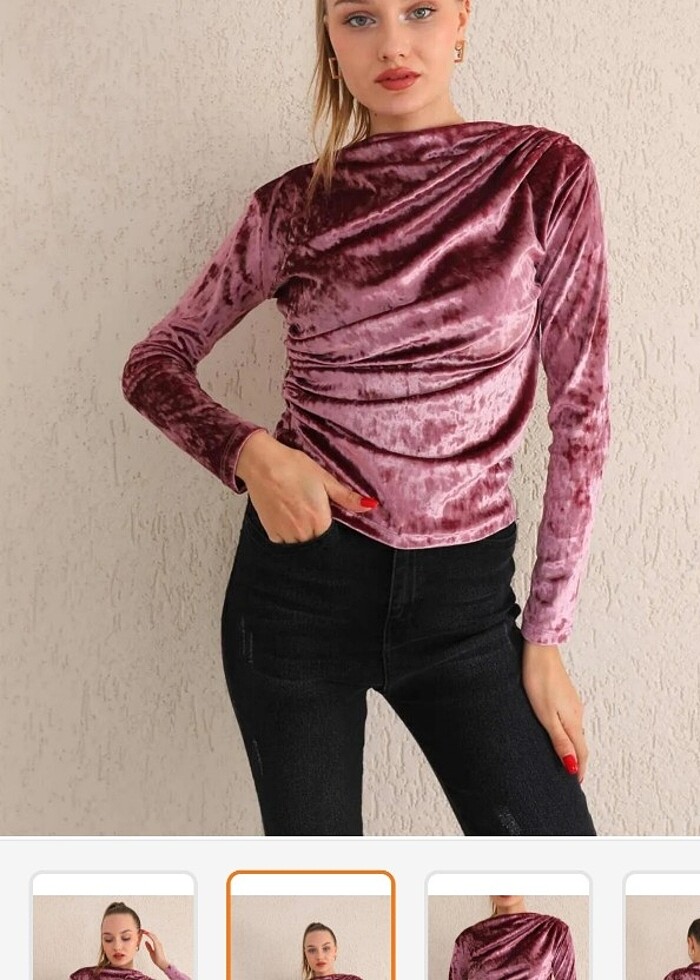 Kadife Drape Bluz - Görsel 3